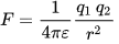 Formel für die Coulombsche Kraft in einem Medium (z.B. Fett der Membran).